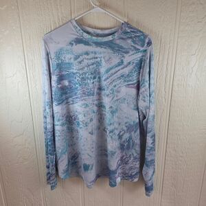 Men's Realtree Fishing Aqua and White Long Sleeve Shirt, Size XL
